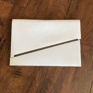 Slim White Asymmetrical Clutch